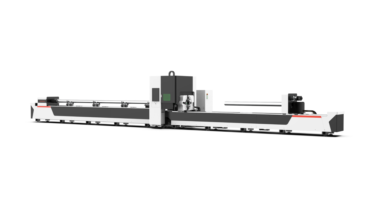 CNC-Lasermaschine zum Schneiden von Rohren und Metallprofilen mit einer Genauigkeit von ±0,03 mm und einer Leistung von 1500–3000 W, maximale Rohrlänge 6 m / ELT-T230–6 m